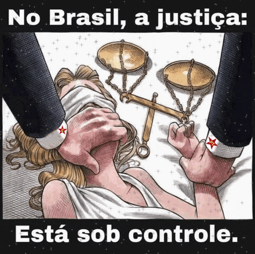a poster with a woman blindfolded and scales of justice on it