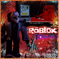 a roblox forsaken poster with a jason voorhees character