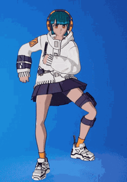 a drawing of a girl with headphones and a microphone