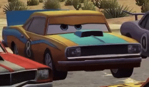 a cartoon car with the number 8 on the side of it