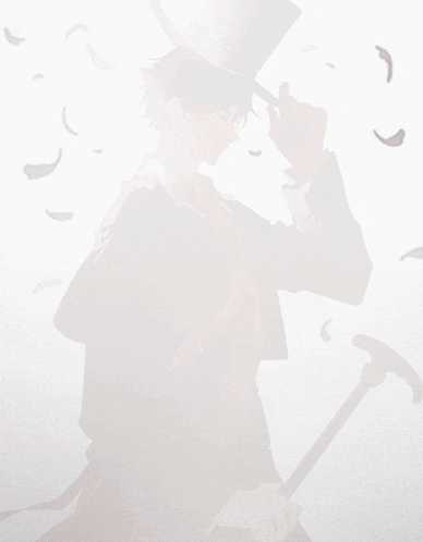 a man in a top hat holds a cane in his hand