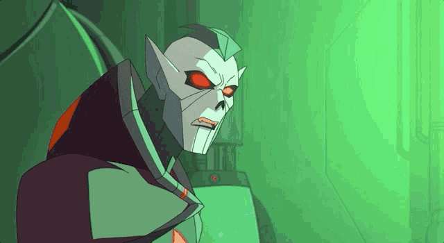 a cartoon character with a skull on his head and red eyes