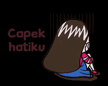 a cartoon drawing of a girl with the words capek hatiku written above her