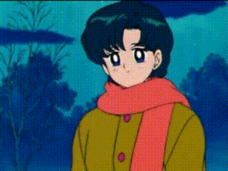 a cartoon girl wearing a scarf and a brown coat