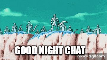 a group of robots standing on top of a cliff with the words " good night chat " below them