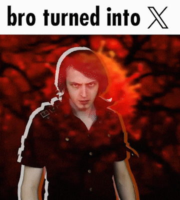 a picture of a man with the words bro turned into x below it