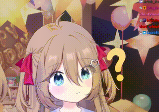 a girl with a question mark on her head