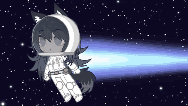 a drawing of a girl in an astronaut 's suit in space