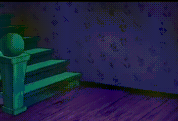 a cartoon drawing of a door with a monster coming out of it .
