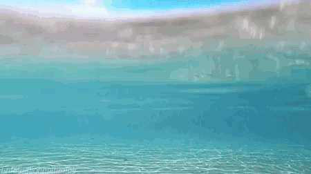 a computer generated image of a beach with the sun shining through the sky