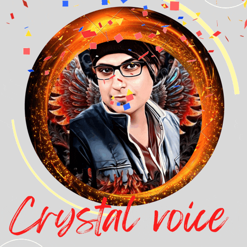 a picture of a man with wings and the words crystal voice below it