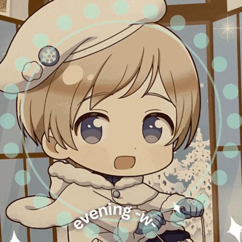 a cartoon drawing of a boy with the words evening w written on the bottom