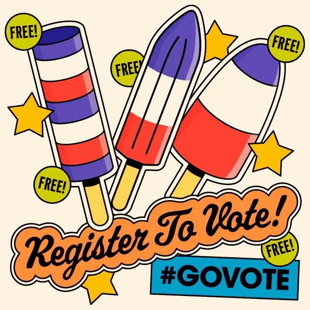 a sticker that says register to vote with popsicles on it