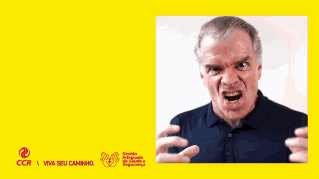 a yellow poster with a man pointing his finger and the words " eu vou com seguranca "