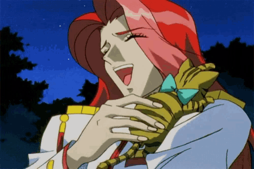 a cartoon of a woman with red hair and a bow tie