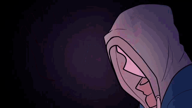 a cartoon of a person wearing a hoodie and a blue shirt .