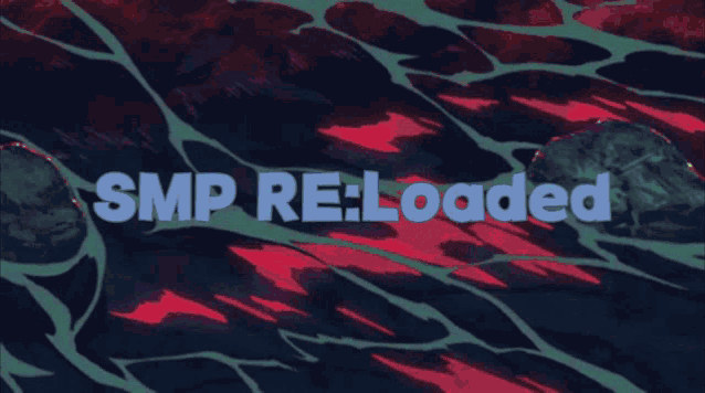 smp reloaded is written in blue on a red and blue background