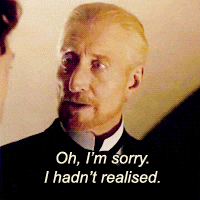 a man in a suit and tie says " oh i 'm sorry i hadn 't realised "
