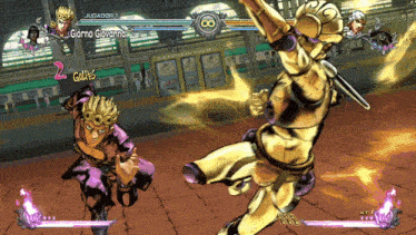 a video game called jojo 's bizarre adventure is being played by giorno giovanna