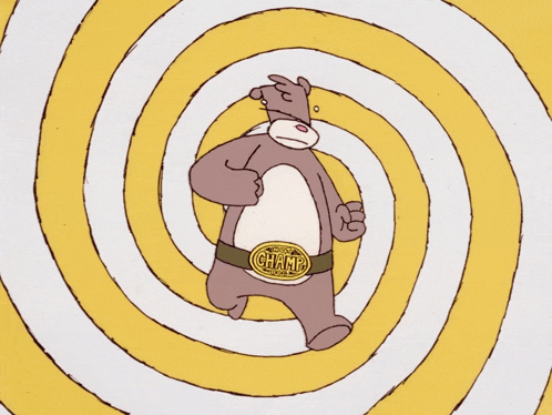 a cartoon of a bear with a belt that says champ