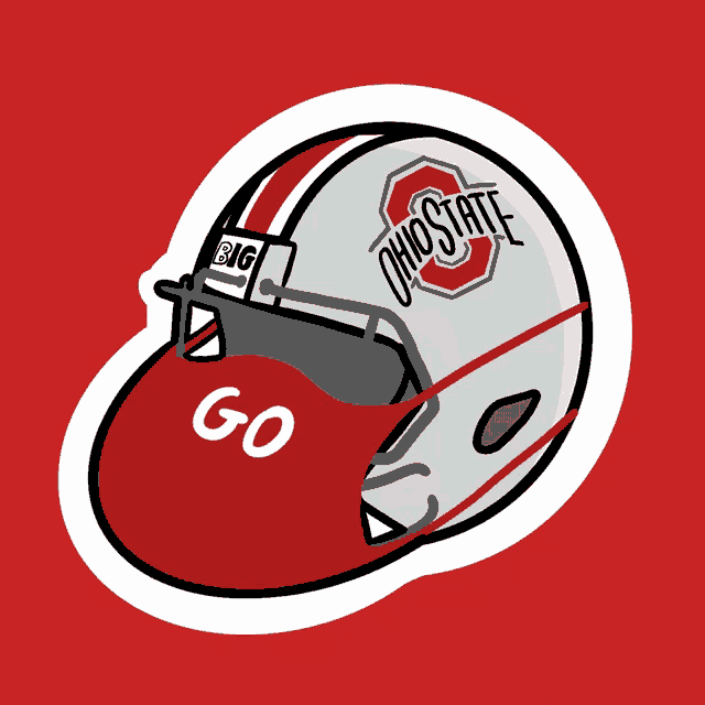 a sticker of an ohio state football helmet with a mask on