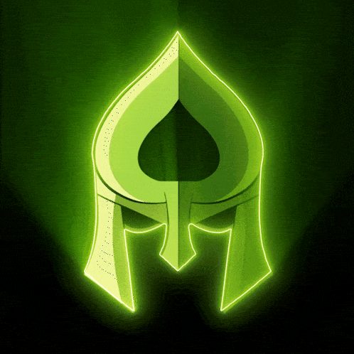 a green helmet with an ace of spades on it