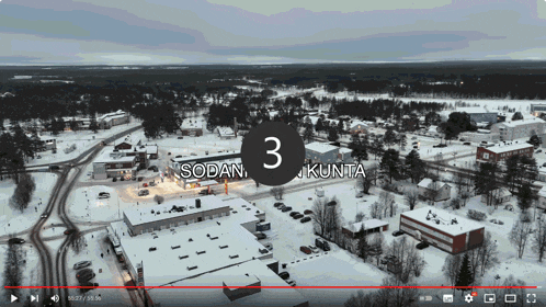 an aerial view of a snowy town with the number 3