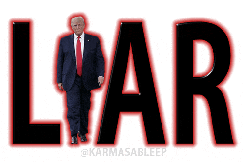 a picture of donald trump with the word liar above him