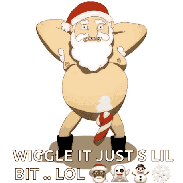 a cartoon of santa claus with a candy cane in his penis