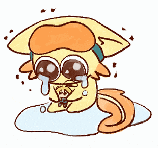 a cartoon drawing of a squid with tears coming out of his eyes
