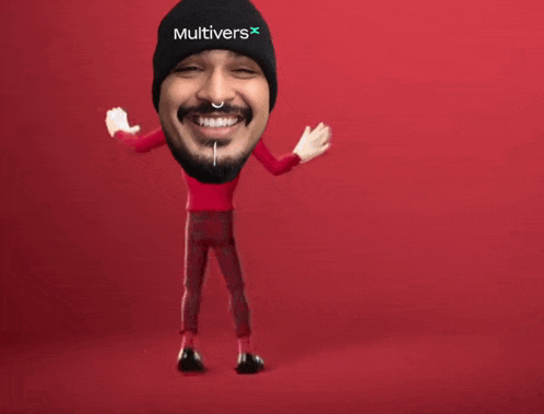 a man wearing a black beanie with the word multivers written on it