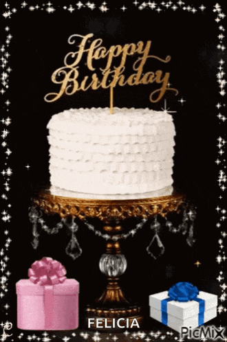 a birthday cake with a happy birthday sign on top