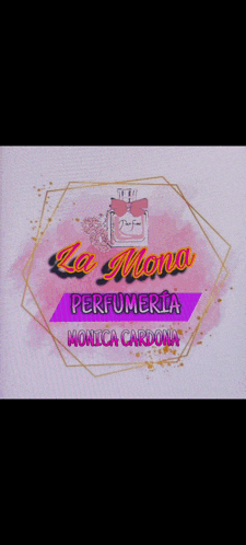 a logo for la mora perfumeria with a bottle of perfume