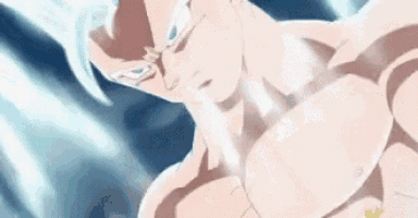 a close up of a person 's torso in a cartoon with a blue background .