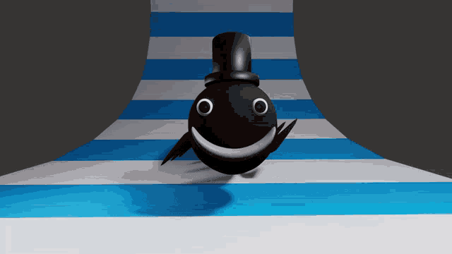 a cartoon character with a top hat and a smile