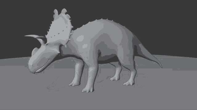 a 3d model of a triceratops laying down