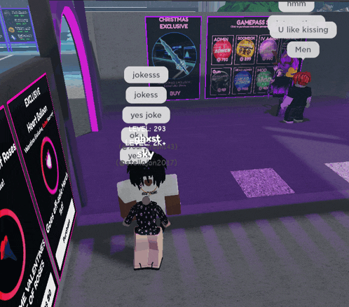 a person standing in front of a christmas exclusive sign