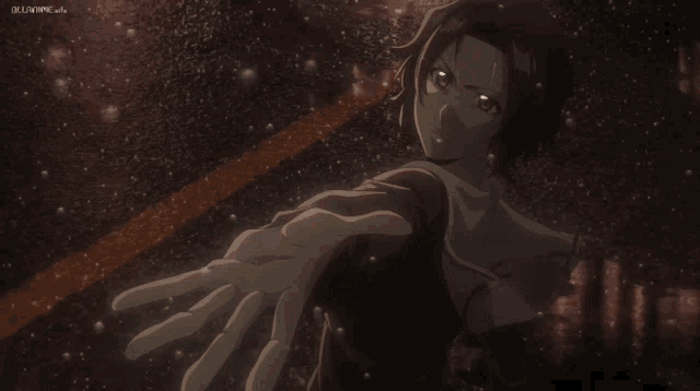 a drawing of a person reaching out towards the camera with the words " allanime.com " on the bottom