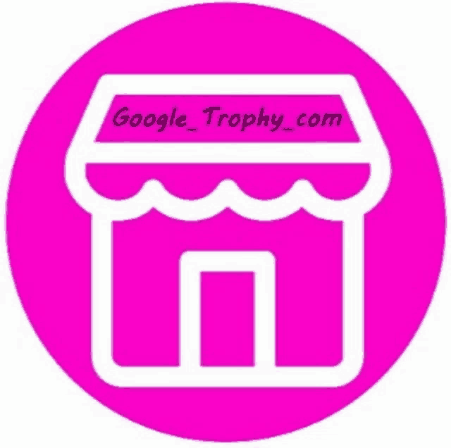 a pink google trophy icon with a storefront
