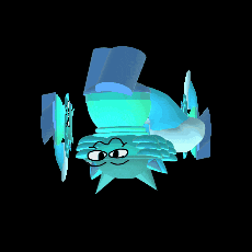 a computer generated image of a blue cartoon character