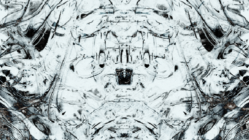 a black and white abstract painting of a skull