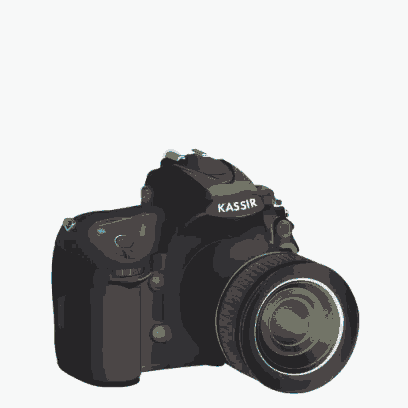 a black kassir camera with the words send pictures behind it