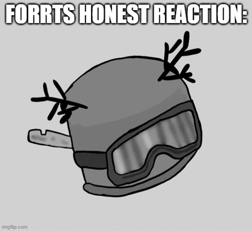 a drawing of a helmet with the words forrts honest reaction written below it
