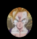 a close up of a cartoon character 's face in a circle with a black background .