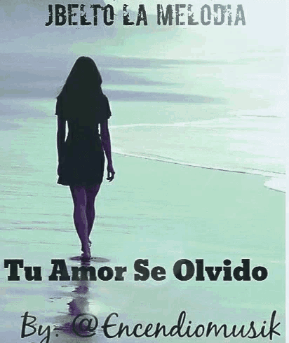 a poster of a woman walking on the beach with the words eu amor se olvido