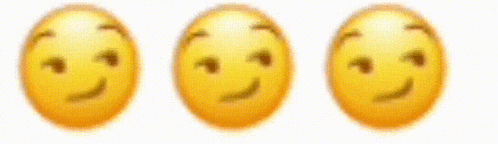 three yellow smiley faces with different facial expressions are lined up on a white background .