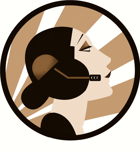 an illustration of a woman wearing a headset with the letter ccc on it