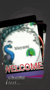 a welcome custom text with a peacock on the front