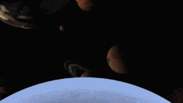 the moon is surrounded by planets in a galaxy