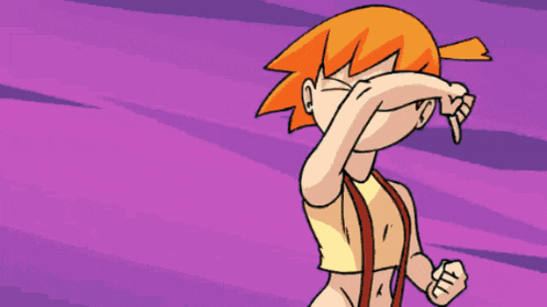 a cartoon of a girl with orange hair pointing at something